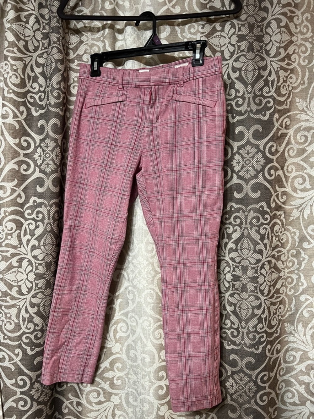 Gap Pink Plaid Cropped Pants- Signature  Skinny Ankle